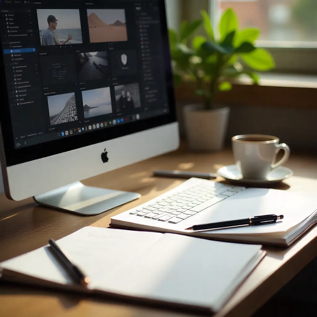 Modern editorial design workspace with typography and layout tools