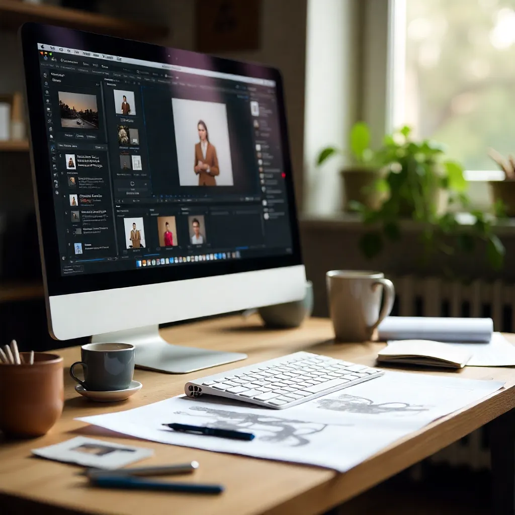 Magazine spread with grid-based composition