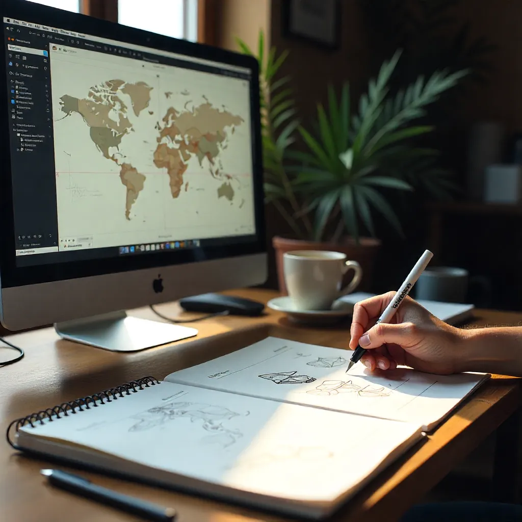 Lifestyle magazine spread with modular grid